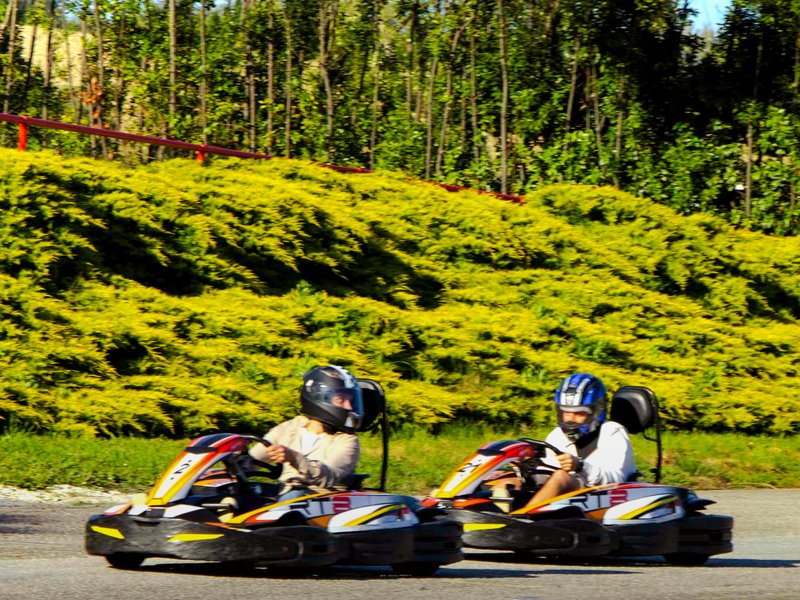 Due kart affiancati in gara sulla pista del Kartodromo Dino Ferrari